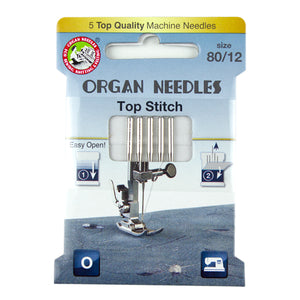 Organ® Needles Top Stitch Size 80/12 - 5 Needles Per Pack