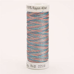 Sulky 40 wt 250 Yard Rayon Thread - 942-2206 - Turq/Coral/Silver