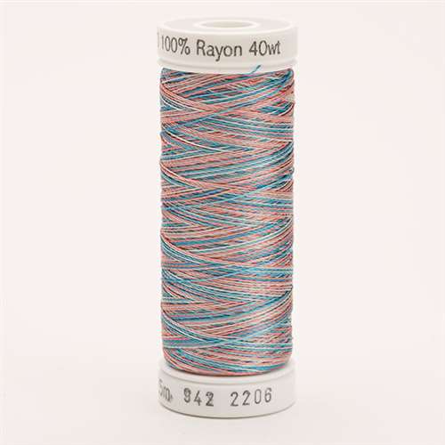 Sulky 40 wt 250 Yard Rayon Thread - 942-2206 - Turq/Coral/Silver