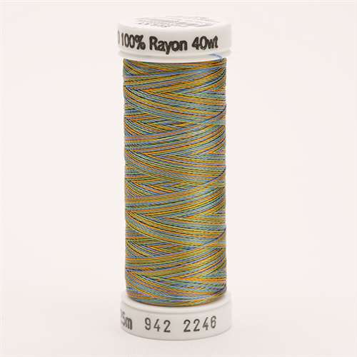 Sulky 40 wt 250 Yard Rayon Thread - 942-2246 - Med Blue/Grn/Tan