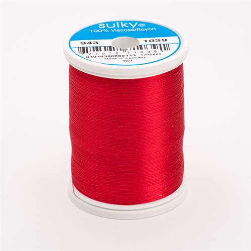 Sulky 40 wt 850 Yard Rayon Thread - 943-1039 - True Red