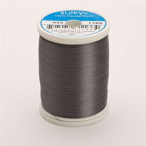 Sulky 40 wt 850 Yard Rayon Thread - 943-1166 - Med Steel Gray